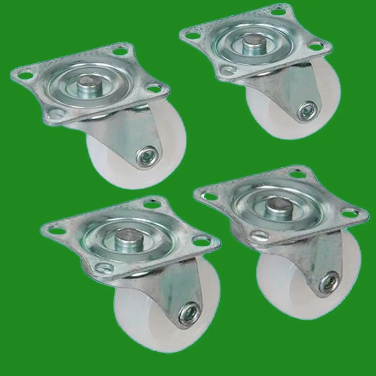 8x 31mm 360° Swivel White Plastic Castor Wheel, Light Duty, Trolley, Furniture
