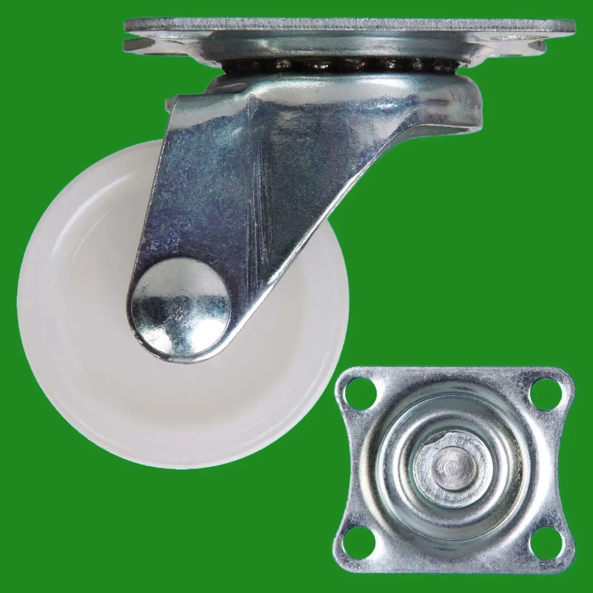 8x 31mm 360° Swivel White Plastic Castor Wheel, Light Duty, Trolley, Furniture - image 2 | Free standard UK delivery included | Discount Quality Products