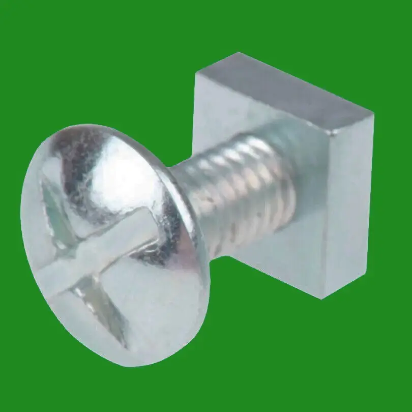 5x M6 x 16mm Bright Zinc Plated (BZP) Mushroom Head Steel Roofing Nuts &amp; Bolts