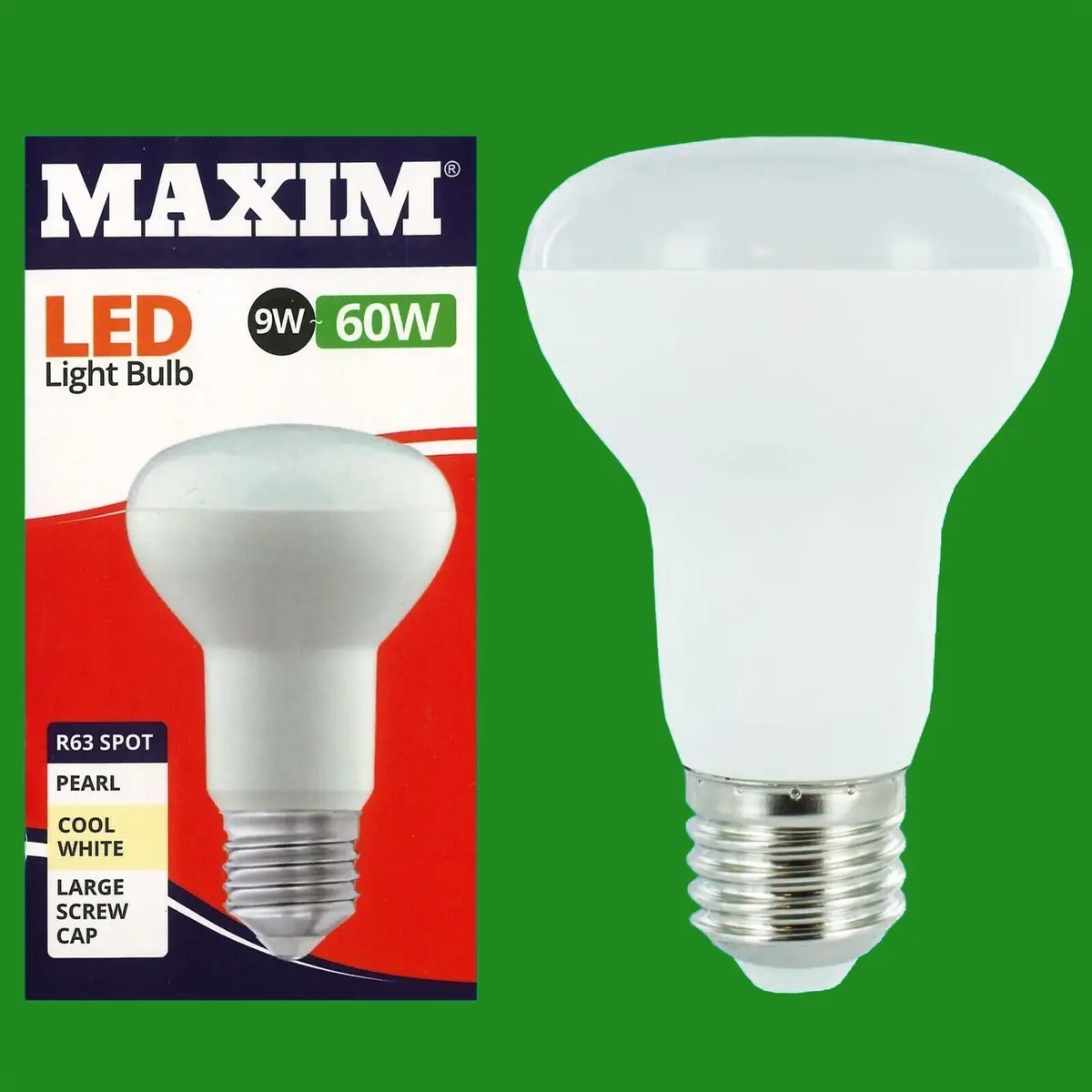 2x 9W =60W LED R63 Reflector Spotlight 4000K Cool White ES E27 Light Bulbs Lamp