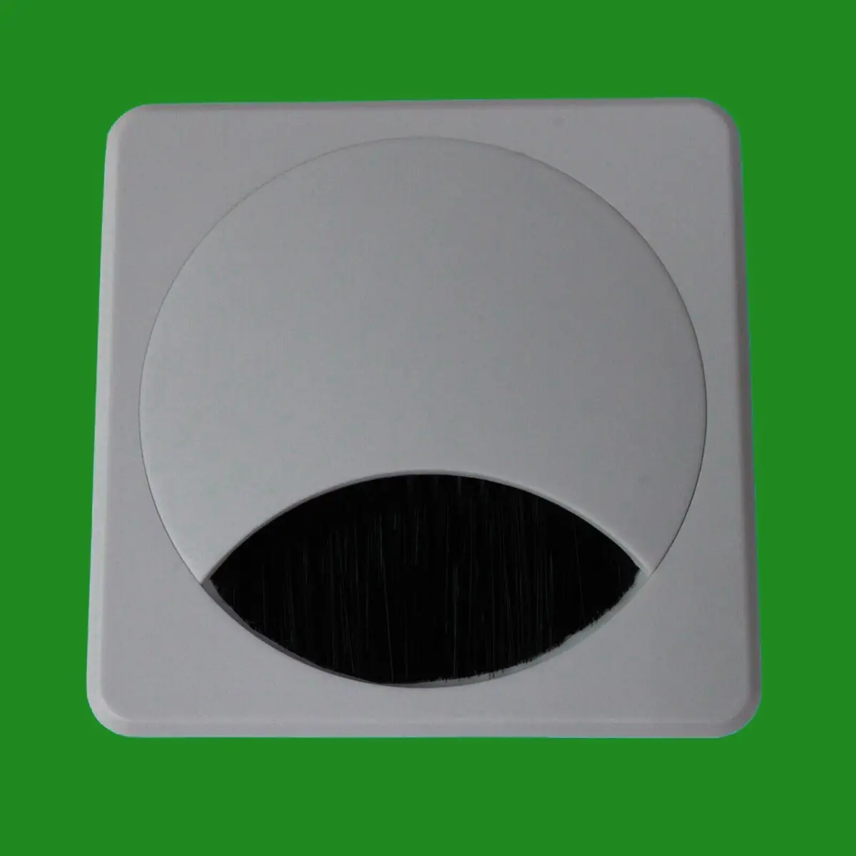 1x Grey Square 80mm Computer Desk Brush Grommet, Outlet Wire Hole Cover Cable