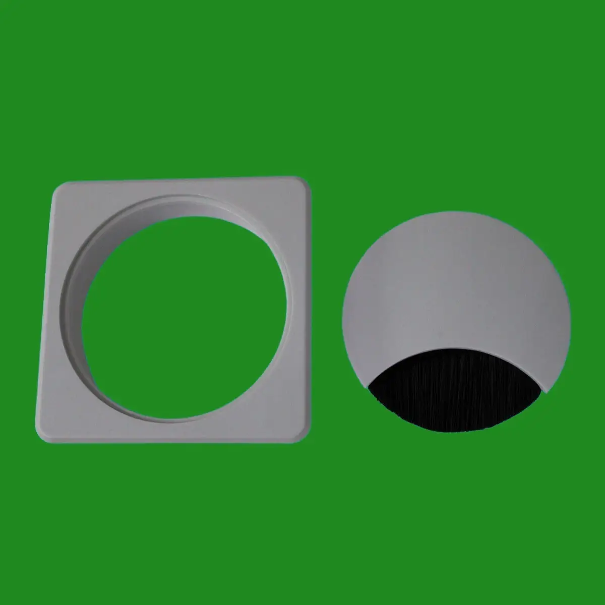 1x Grey Square 80mm Computer Desk Brush Grommet, Outlet Wire Hole Cover Cable - image 3 | Free standard UK delivery included | Discount Quality Products