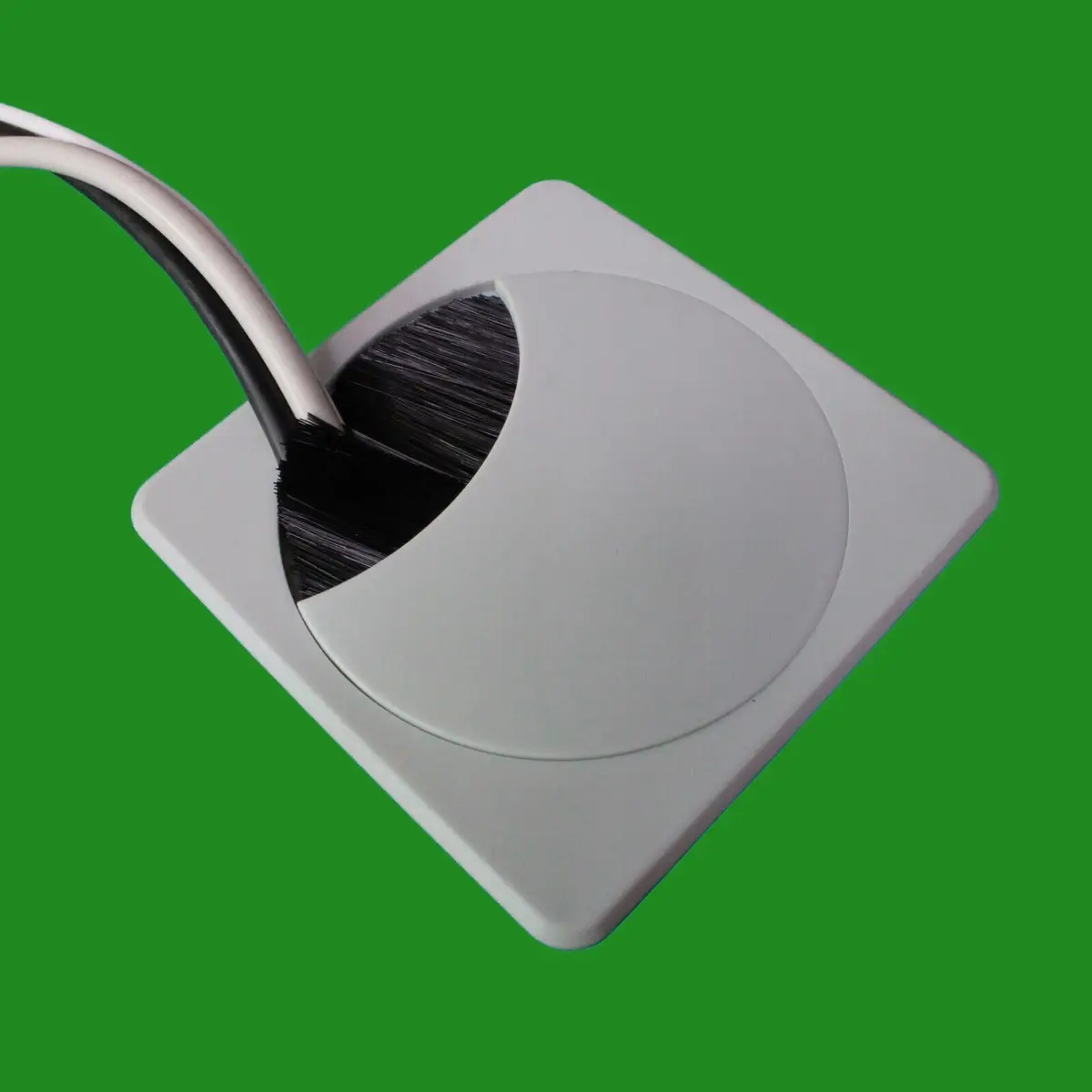1x Grey Square 80mm Computer Desk Brush Grommet, Outlet Wire Hole Cover Cable - image 7 | Free standard UK delivery included | Discount Quality Products