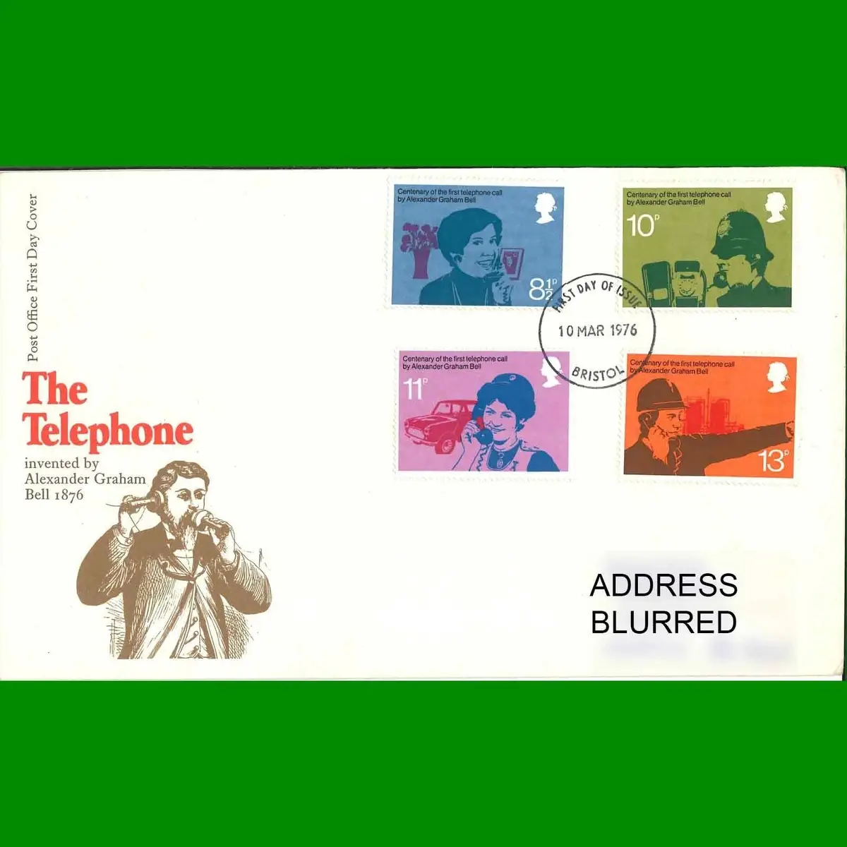 FDC The Telephone Commemorative Post Office First Day Cover Stamps, 10.3.1976