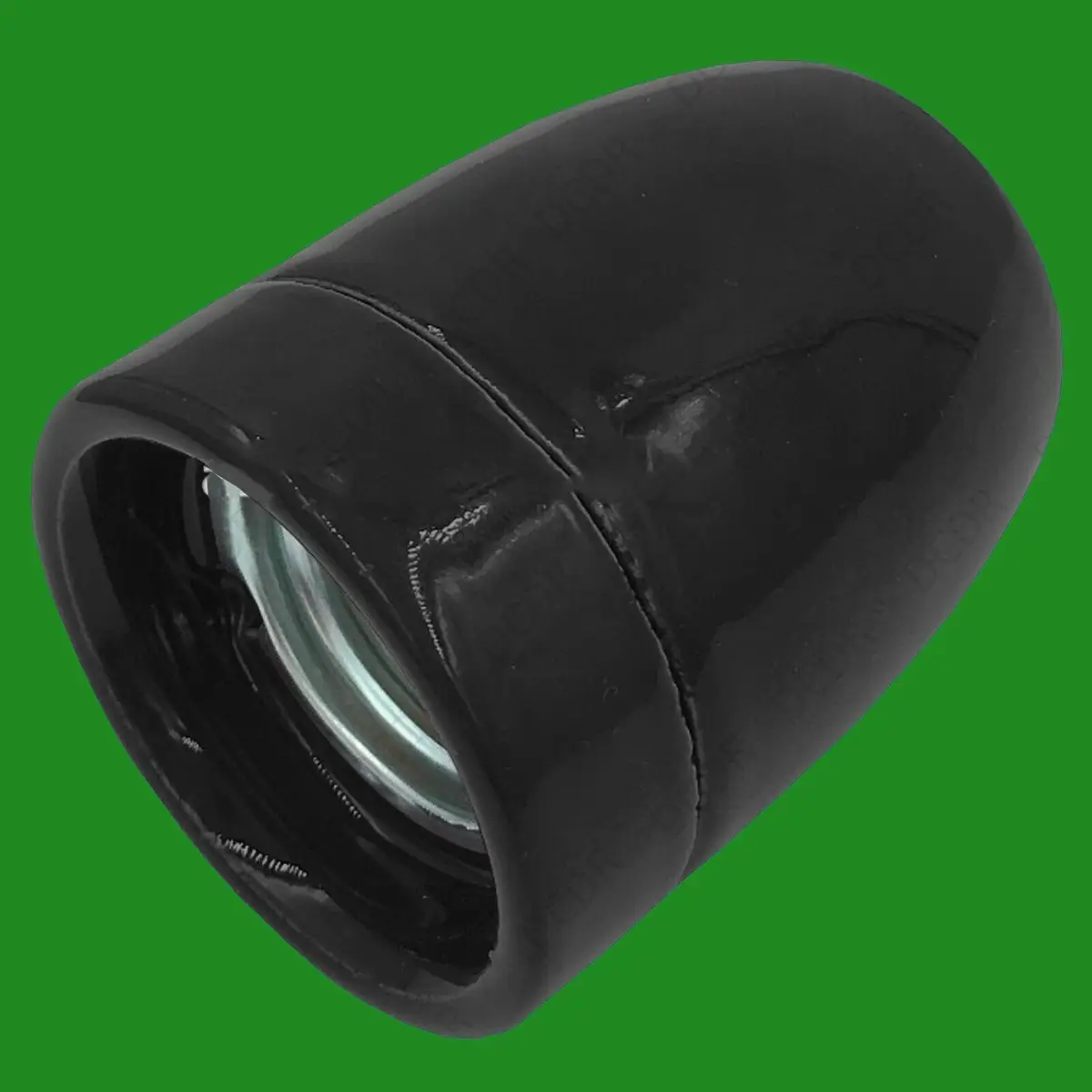 Black Glazed Ceramic Edison Screw E27 Light Bulb Holder ES Socket M10 Entry - image 2 | Free standard UK delivery included | Discount Quality Products