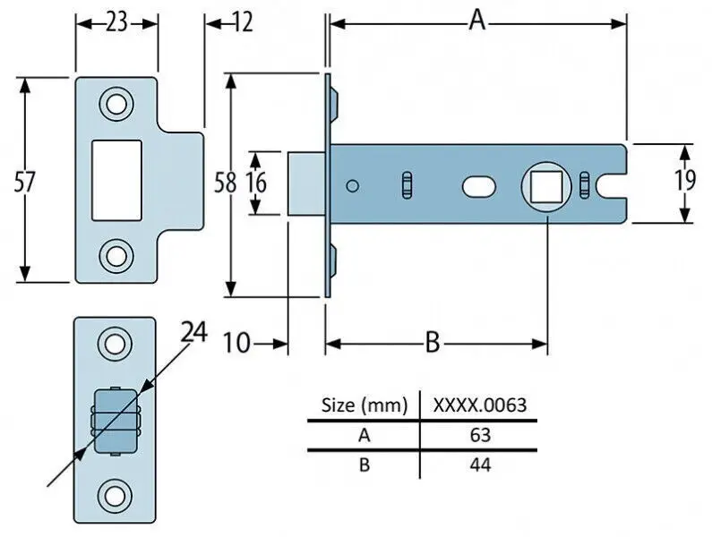 4x 63mm / 2.5" Inch Brass Fire Door Bolt Through Tubular Latch CE Rated CF 5531 - image 2 | Free standard UK delivery included | Discount Quality Products