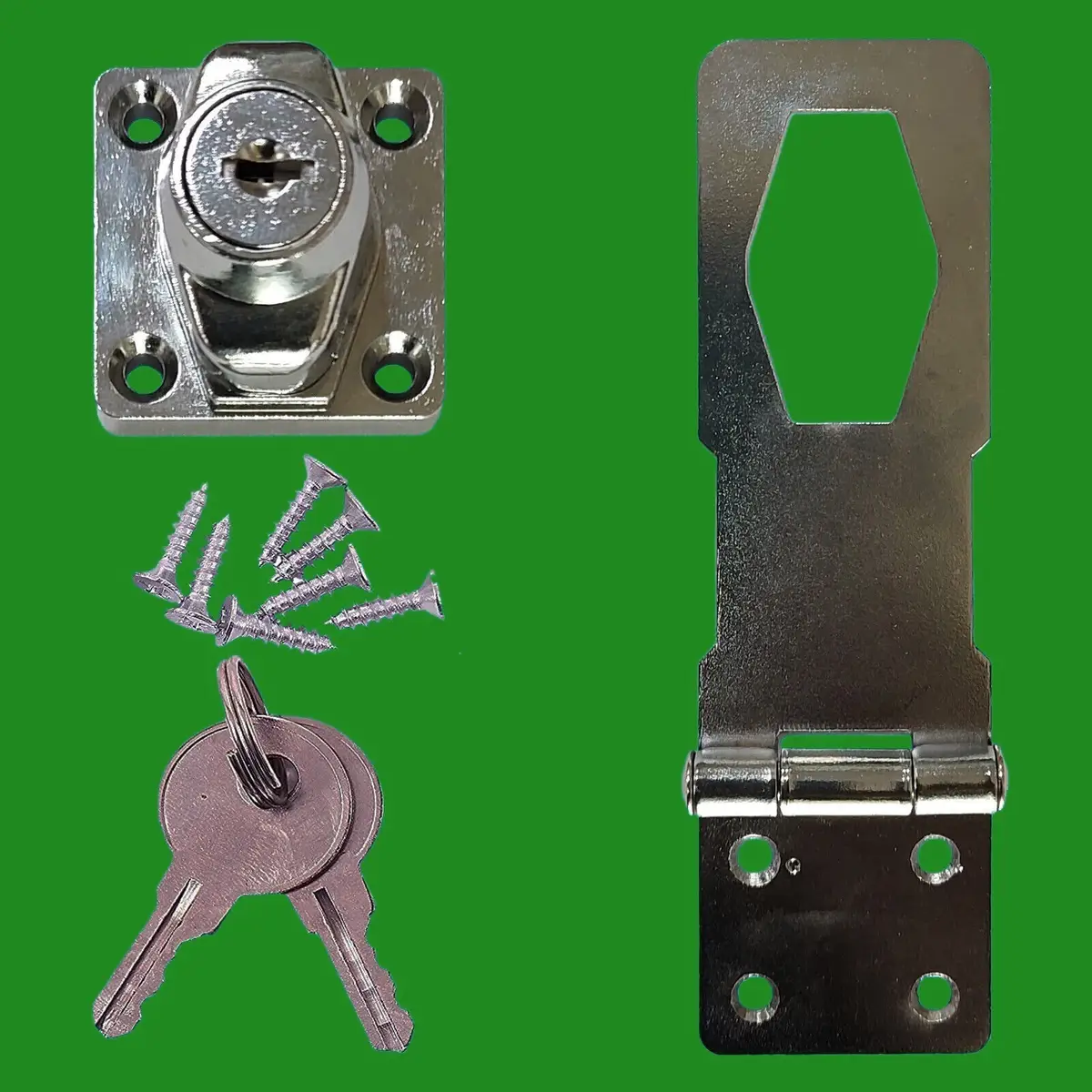 1x 100mm Self Locking Hasp Lock Latch and Fittings For Cabinets, Storage Units - image 2 | Free standard UK delivery included | Discount Quality Products