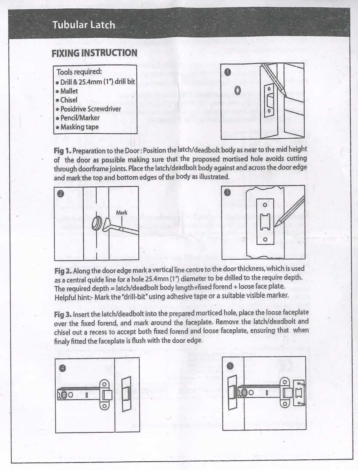 1x 75mm / 3" Inch Brass Fire Door Bolt Through Tubular Latch CE Rated CF 5531 - image 3 | Free standard UK delivery included | Discount Quality Products