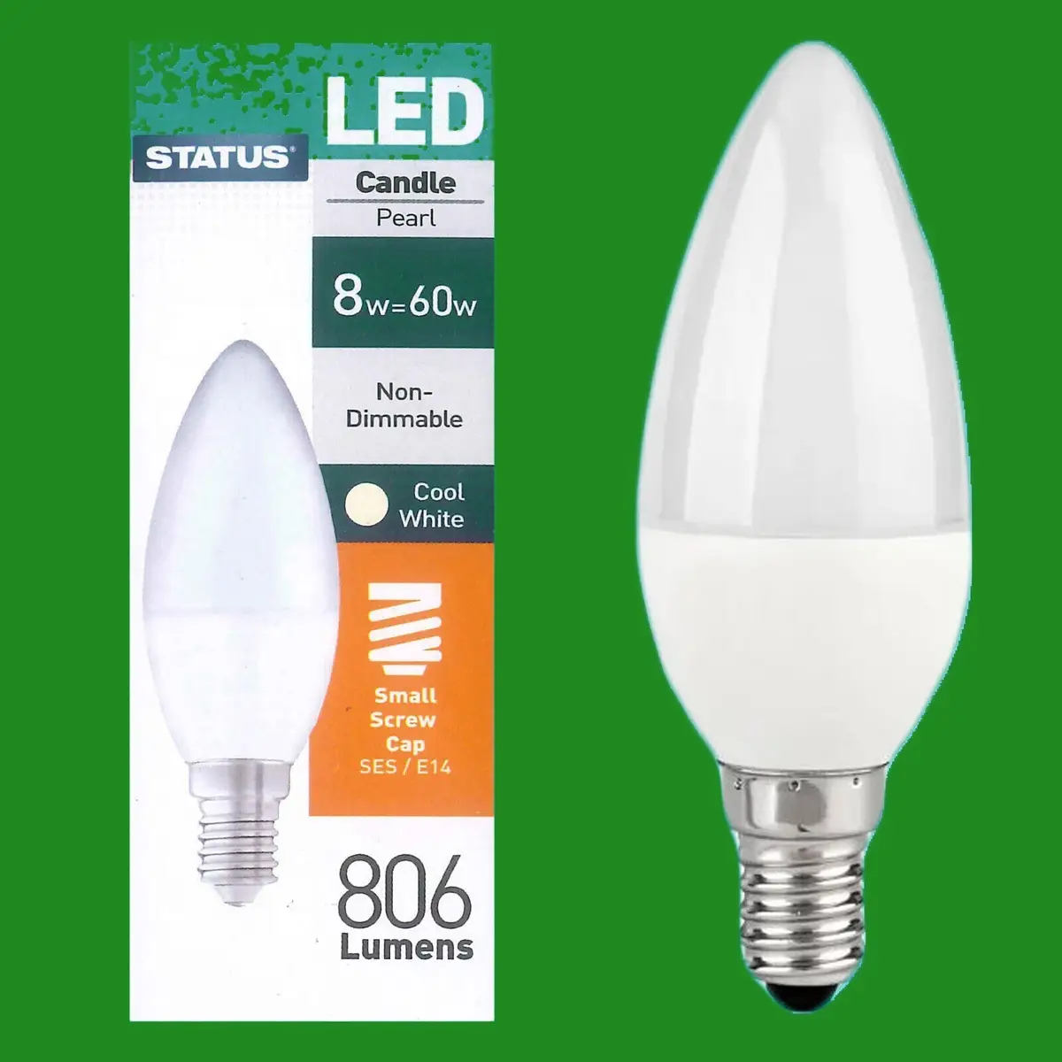 6x 8W(=60W) Pearl Candle Energy Saver LED SES E14 Light Bulb Lamp 4000K