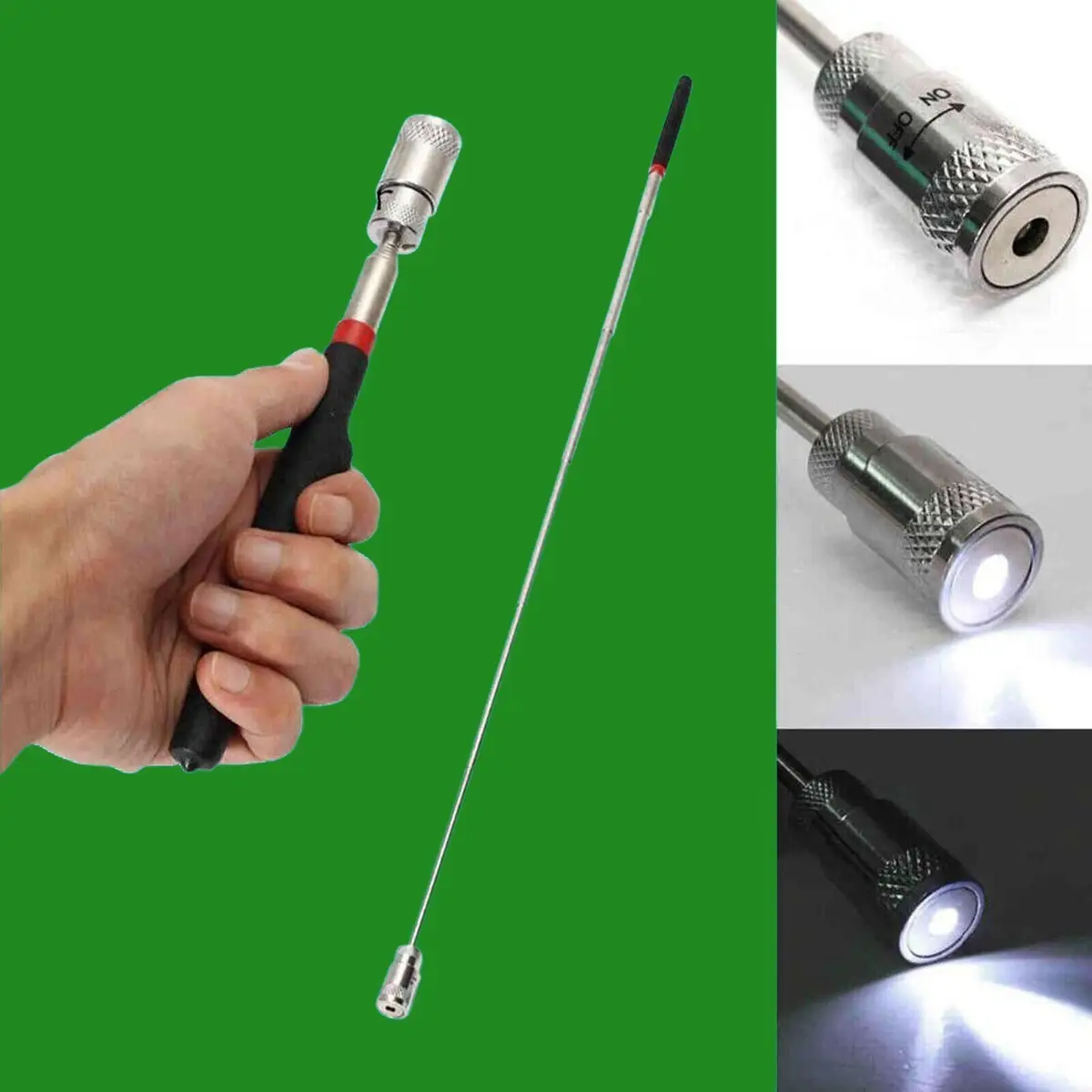 Extendable Telescopic Magnetic LED Pick Up Tool Magnet 5.5 Lb Lift, 800mm Reach