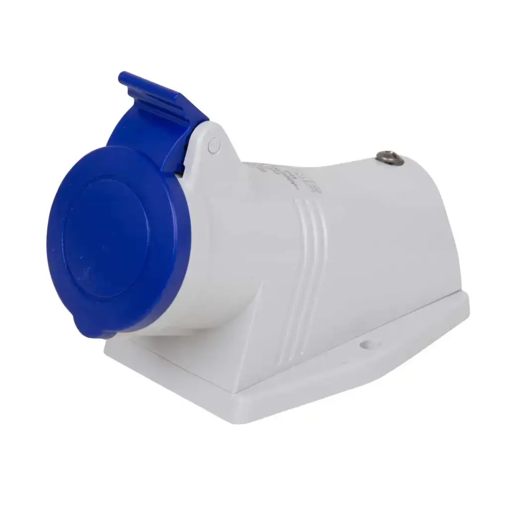 Scame 16A 240V Outdoor Socket Blue 2P+E 3 Pin Angled Industrial Socket 513.1653 - image 2 | Free standard UK delivery included | Discount Quality Products