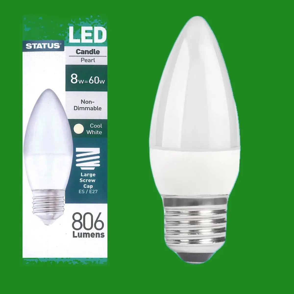 4x 8W(=60W) Pearl Candle Energy Saver LED ES E27 Light Bulb Lamp 4000K