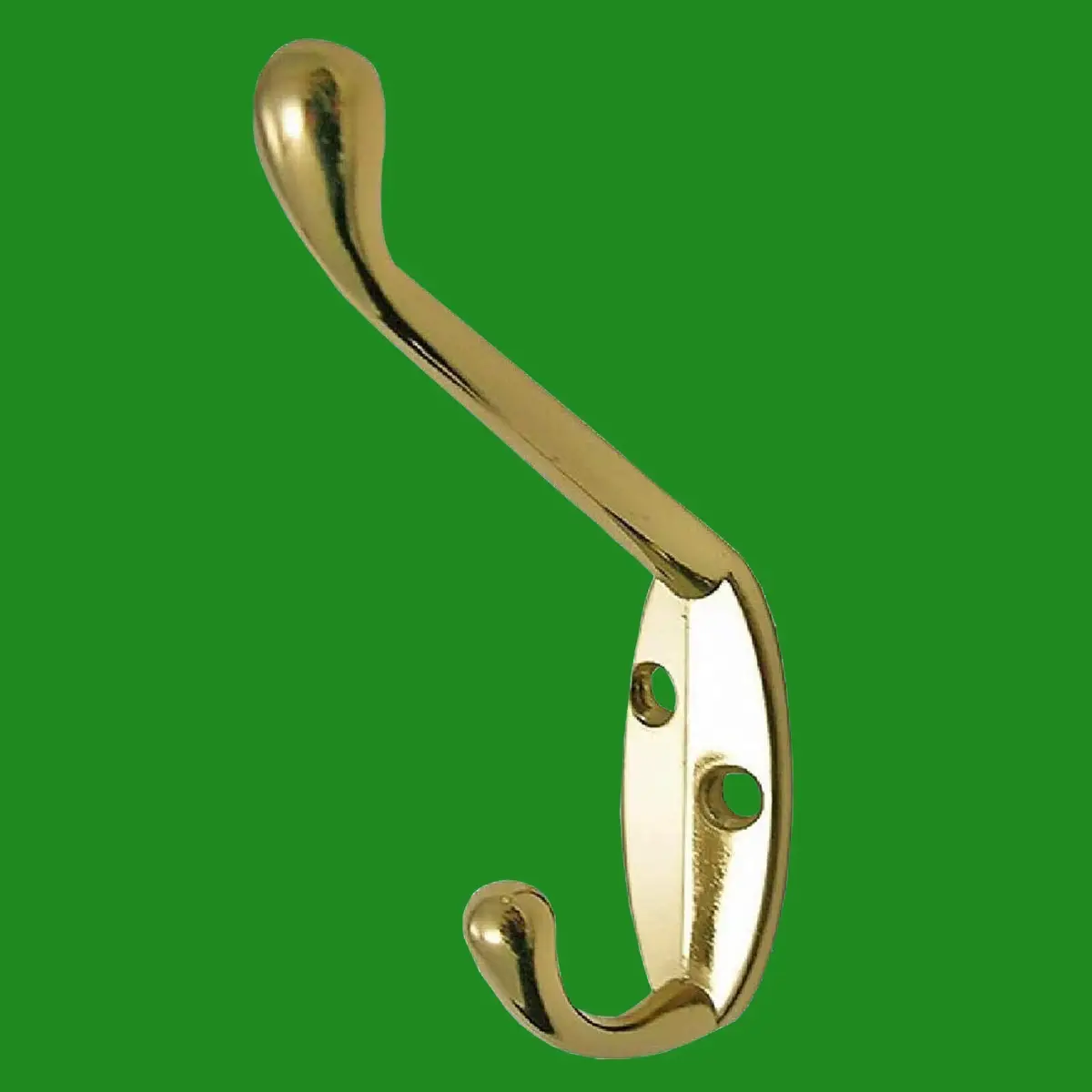 8x Brass Plated Double Hat and Coat Hook, Wardrobe, Cloakroom, Clothes Two Hooks