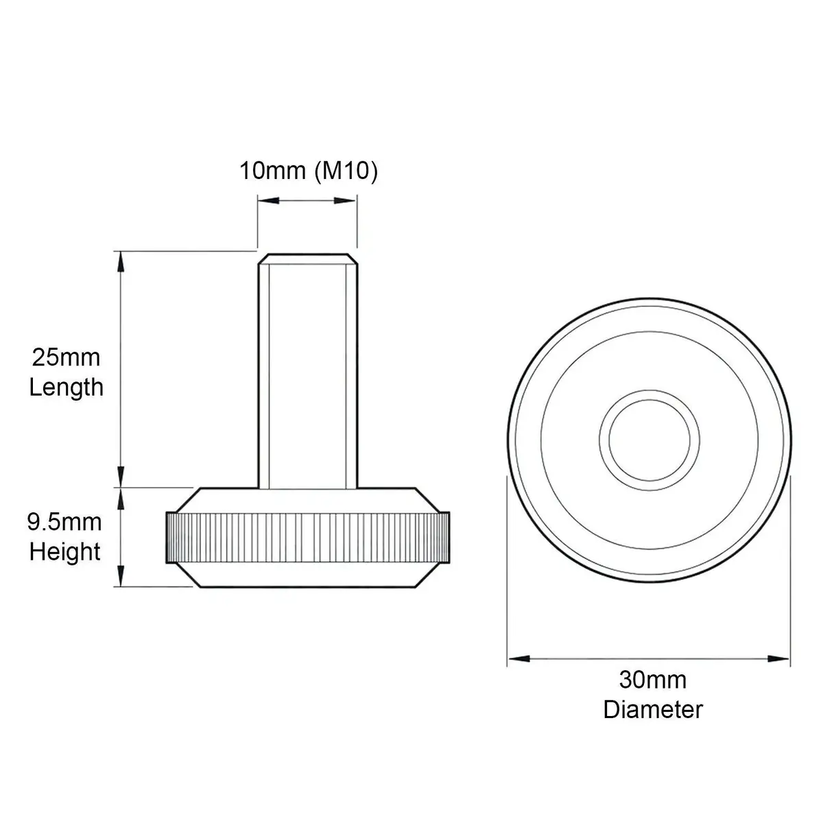 100x 30mm Diameter M10 x 25mm Round  Steel/Plastic Levelling Feet, Bevelled Foot - image 4 | Free standard UK delivery included | Discount Quality Products