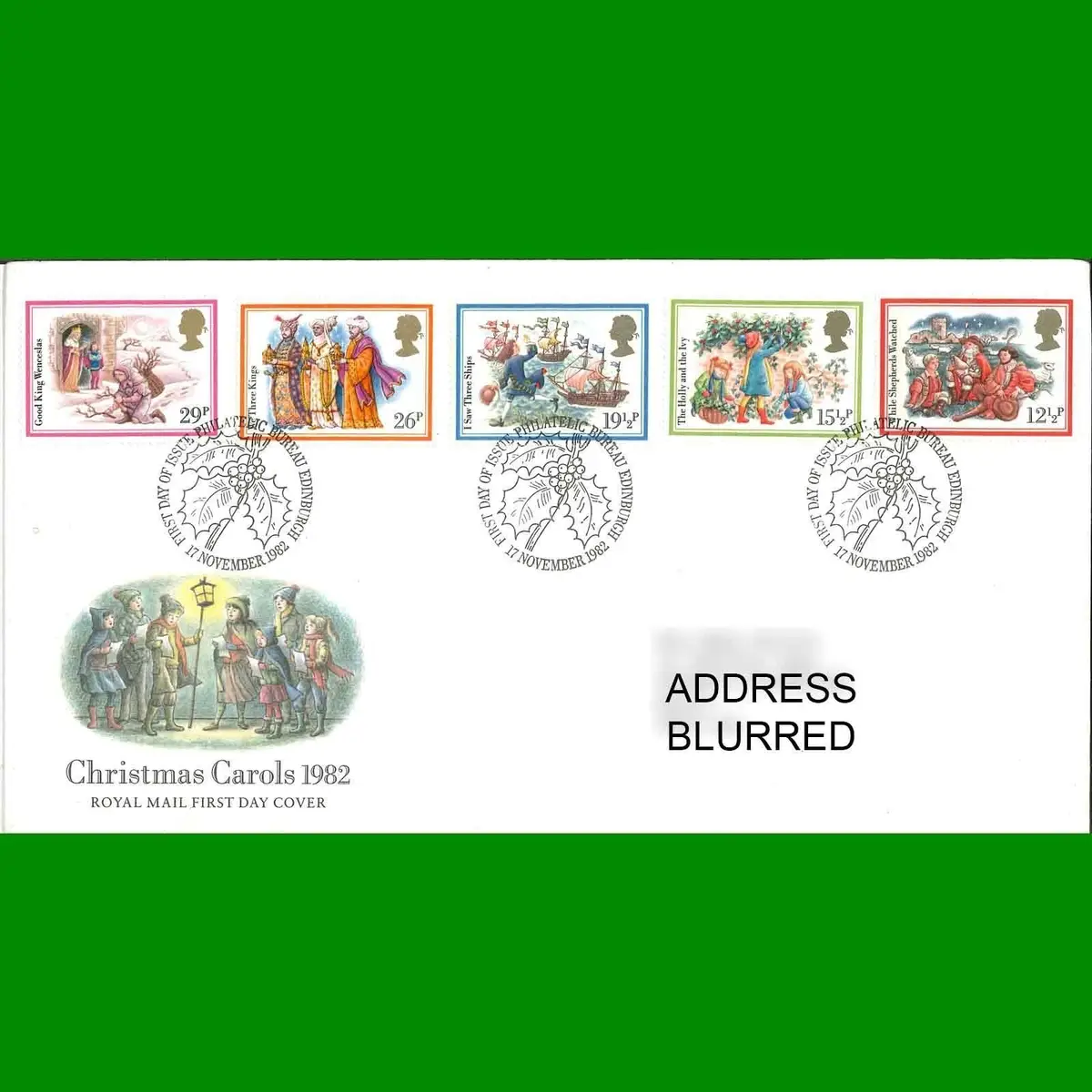 FDC Christmas Carols Commemorative Royal Mail First Day Cover Stamps, 17.11.1982