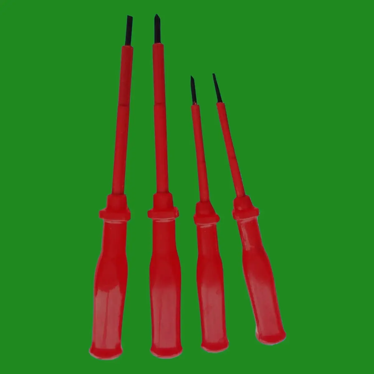 4pc Insulated Screwdriver Set Carbon Steel, Philips, Slotted, PH0, PH1, 3mm, 4mm