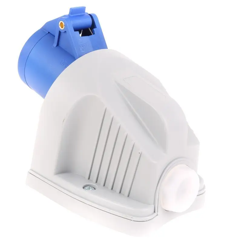 CED 16A 240V Outdoor Socket Blue 2P+E 3 Pin Angled Industrial Caravan Socket - image 2 | Free standard UK delivery included | Discount Quality Products
