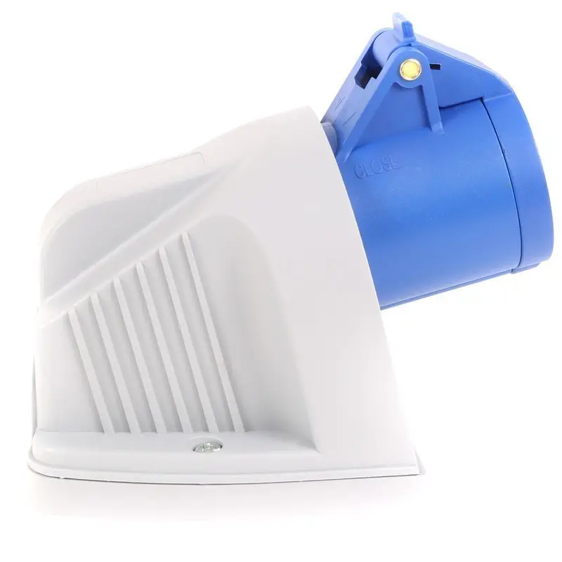 CED 16A 240V Outdoor Socket Blue 2P+E 3 Pin Angled Industrial Caravan Socket - image 3 | Free standard UK delivery included | Discount Quality Products