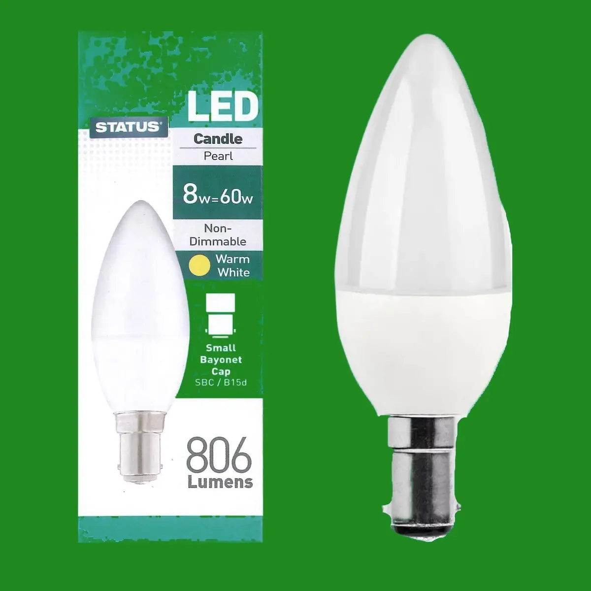 4x 8W(=60W) Pearl Candle Energy Saver LED SBC B15 Light Bulb Lamp 2700K