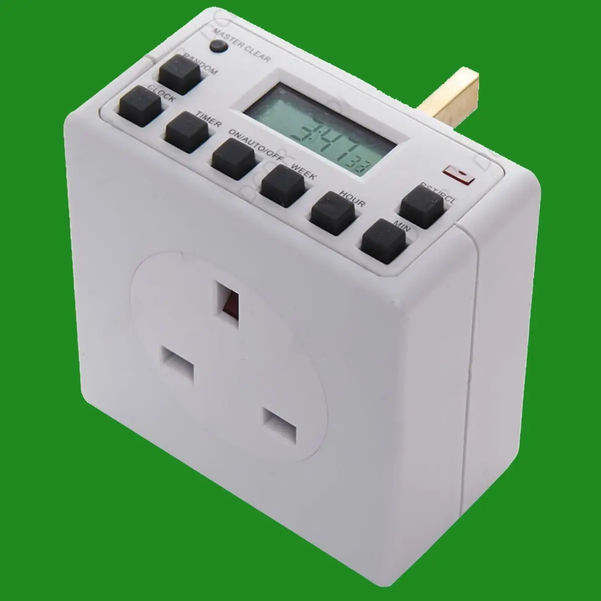 1x Digital Mains Programmable LCD Plug Through Timer Switch, 12 / 24 Hour 7 Day