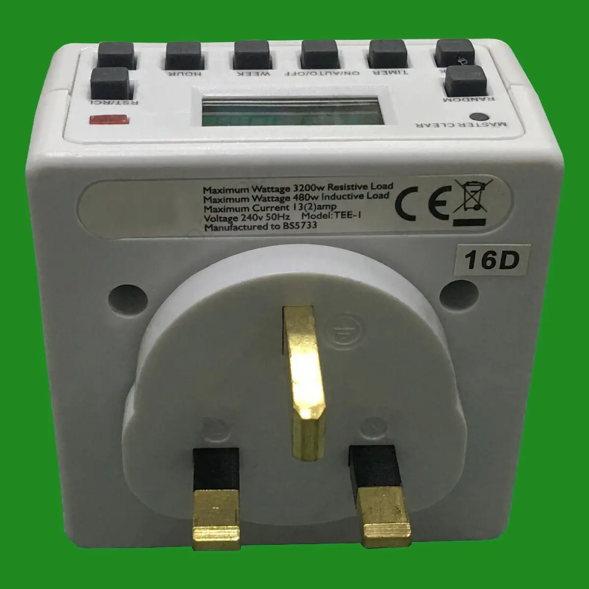 1x Digital Mains Programmable LCD Plug Through Timer Switch, 12 / 24 Hour 7 Day - image 4 | Free standard UK delivery included | Discount Quality Products