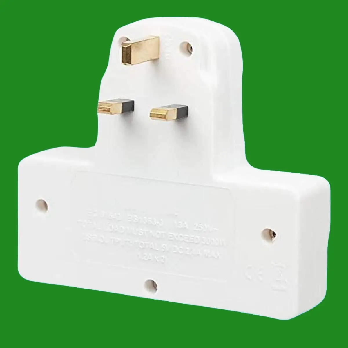 1x 13A 2 Way Socket Adaptor With Dual 1.2A USB Charging Port, Surge Protected - image 2 | Free standard UK delivery included | Discount Quality Products