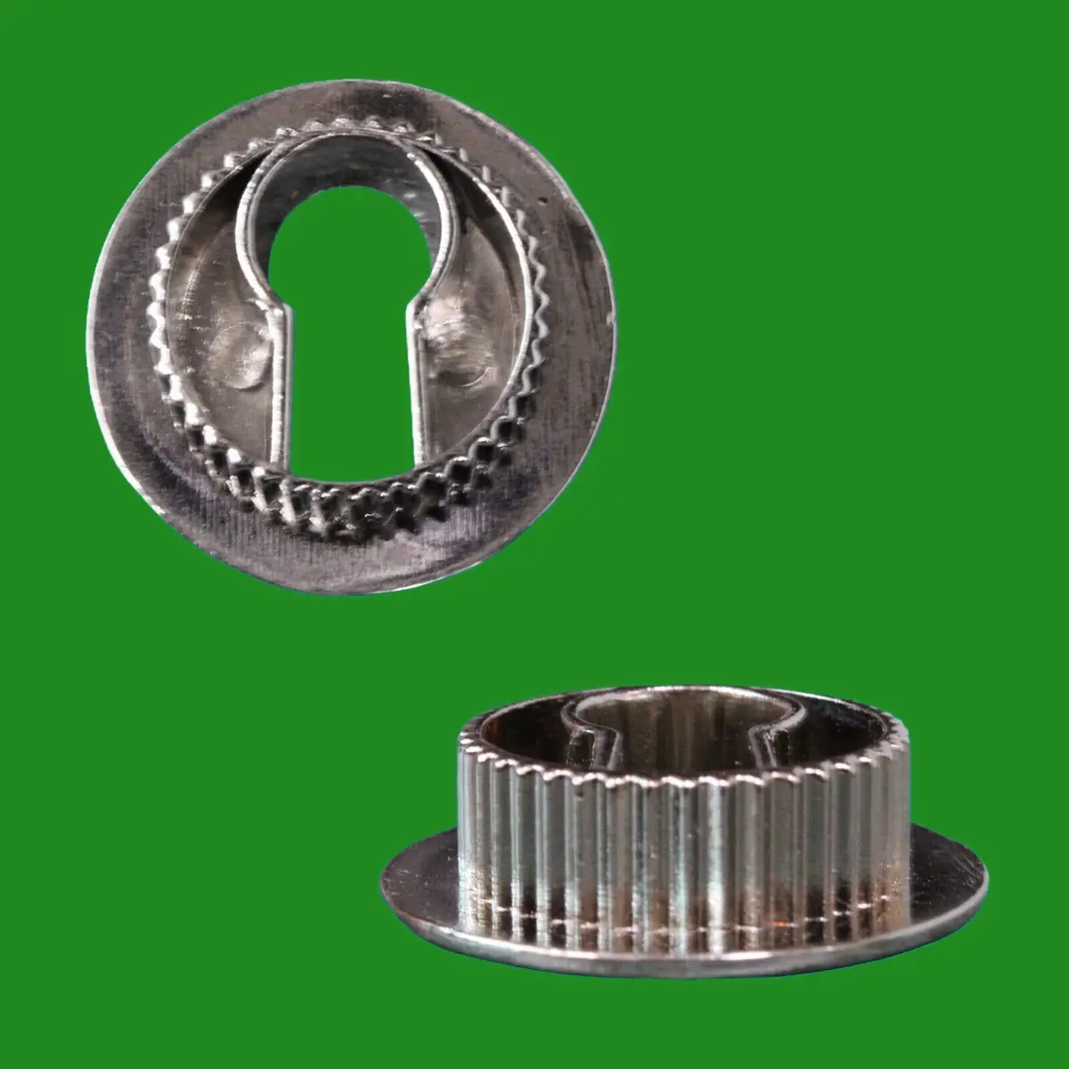 10x 24mm Brushed Nickel Plated Push-Fit Cabinet Escutcheon Key Hole Lock Cover - image 2 | Free standard UK delivery included | Discount Quality Products