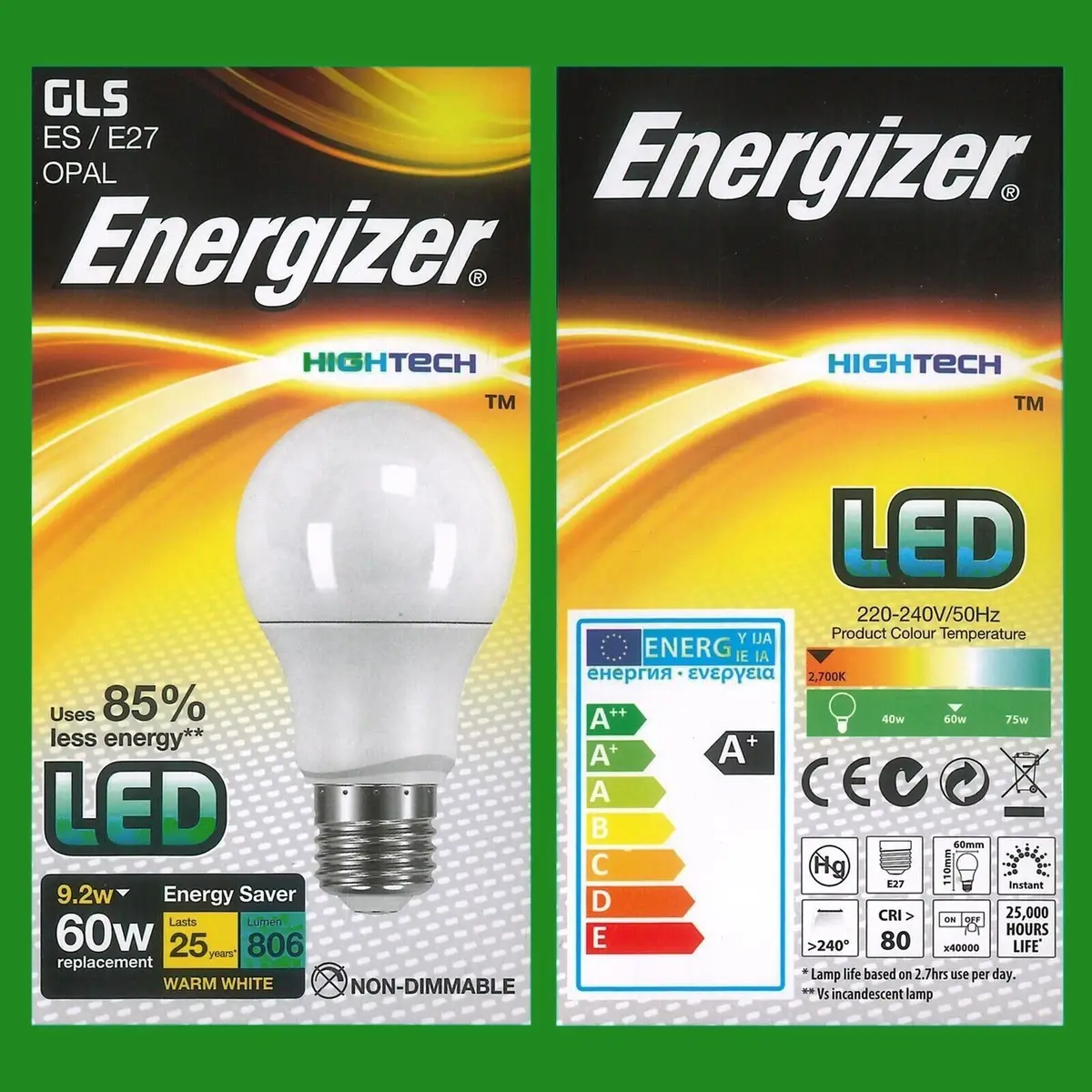 6x 9.2W (=60W) Opal LED GLS A60 Edison Screw ES E27 Warm 2700K, Light Bulb, Lamp - image 3 | Free standard UK delivery included | Discount Quality Products