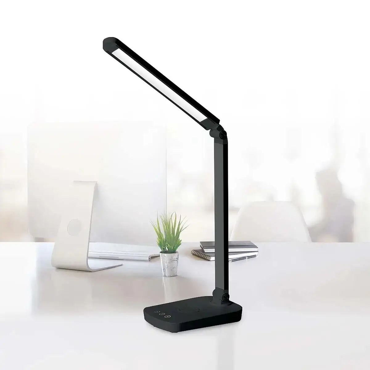 Black USB LED Desk Lamp, Wireless Phone Charging Base, Touch Control, Adjustable - image 3 | Free standard UK delivery included | Discount Quality Products