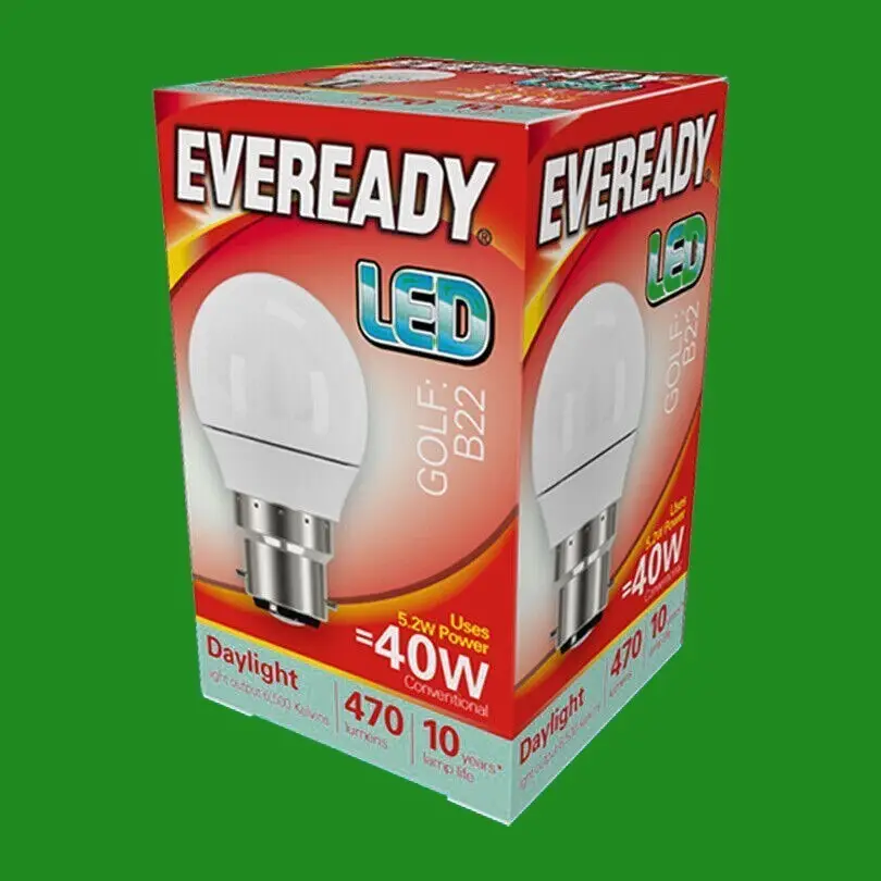 2x 5.2W (=40W) Low Energy Golf Light Bulb LED, BC B22 Lamp Daylight White 6500k - image 3 | Free standard UK delivery included | Discount Quality Products