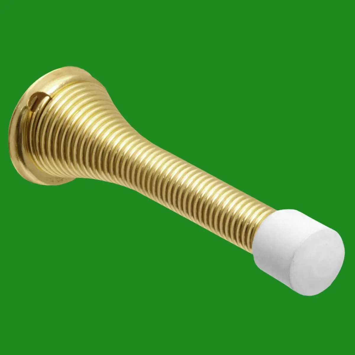 6x 78mm Brass Plated Spring Spiral Projection Door Stop, Wall Mount Protector