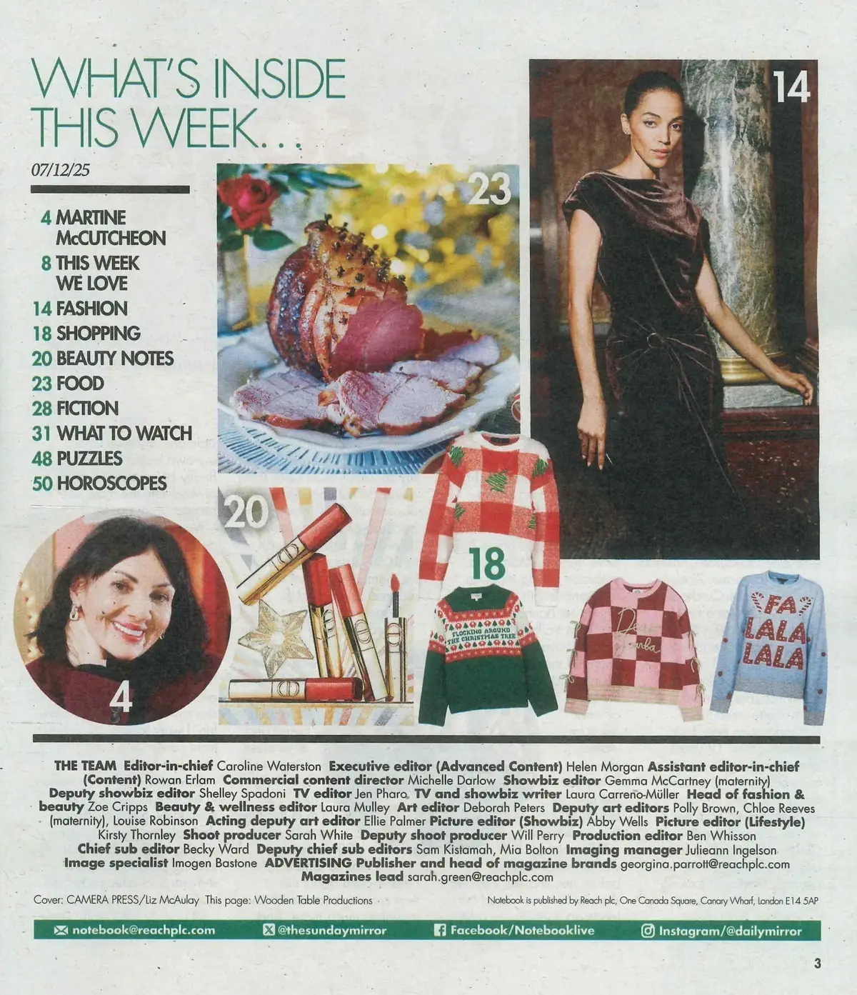 Sunday Mirror Notebook Magazine: Martine McCutcheon, Christmas Recipes, 7.12.25 - image 3 | Free standard UK delivery included | Discount Quality Products