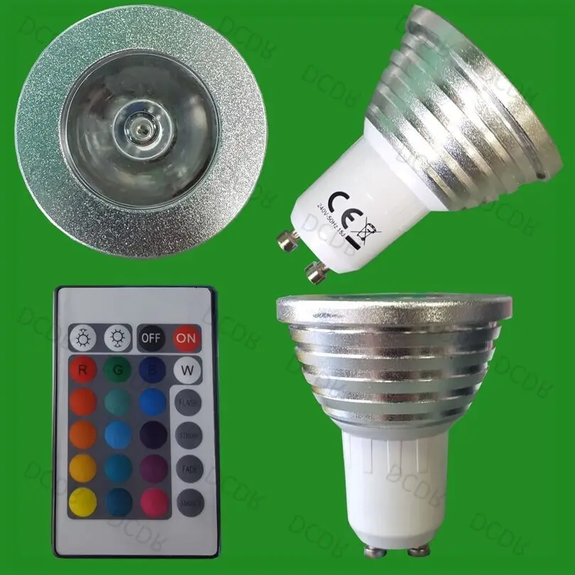 2x 3W Remote Control RGB Colour Changing LED Spot Light Bulb GU10 Party Lamp