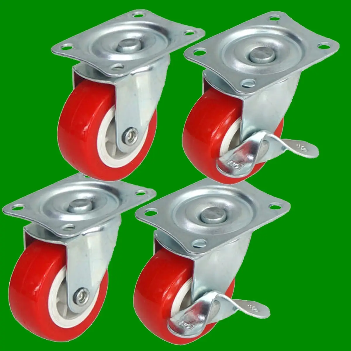 4x 50mm 360° Swivel Rubber Castor Wheel Set Heavy Duty, Trolley, Furniture