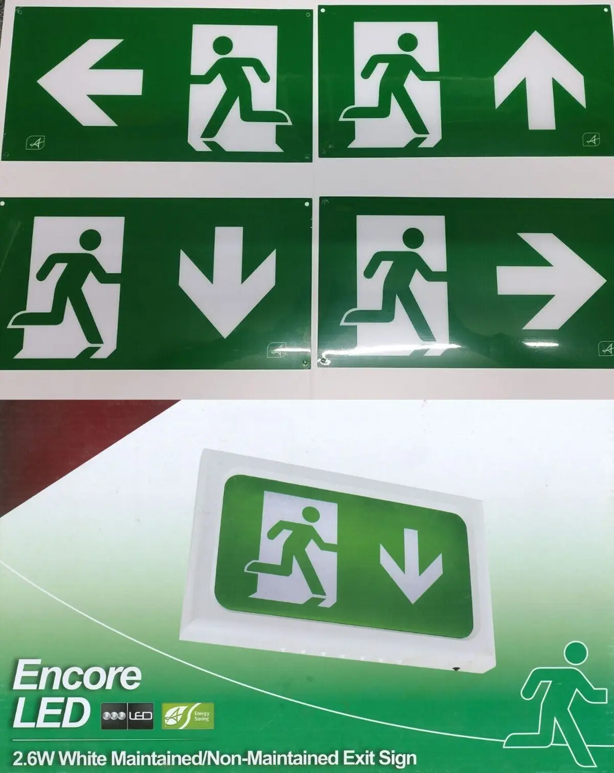 IP20 2.6W Encore LED Emergency Fire Exit Safety Notice White Picture Frame Sign