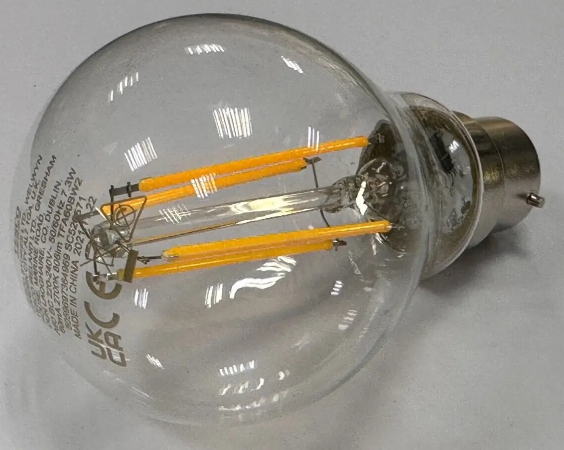 2x 6.5W (=60W) Clear LED Filament GLS Light Bulbs, BC B22 Bayonet, 2700K Lamp - image 4 | Free standard UK delivery included | Discount Quality Products