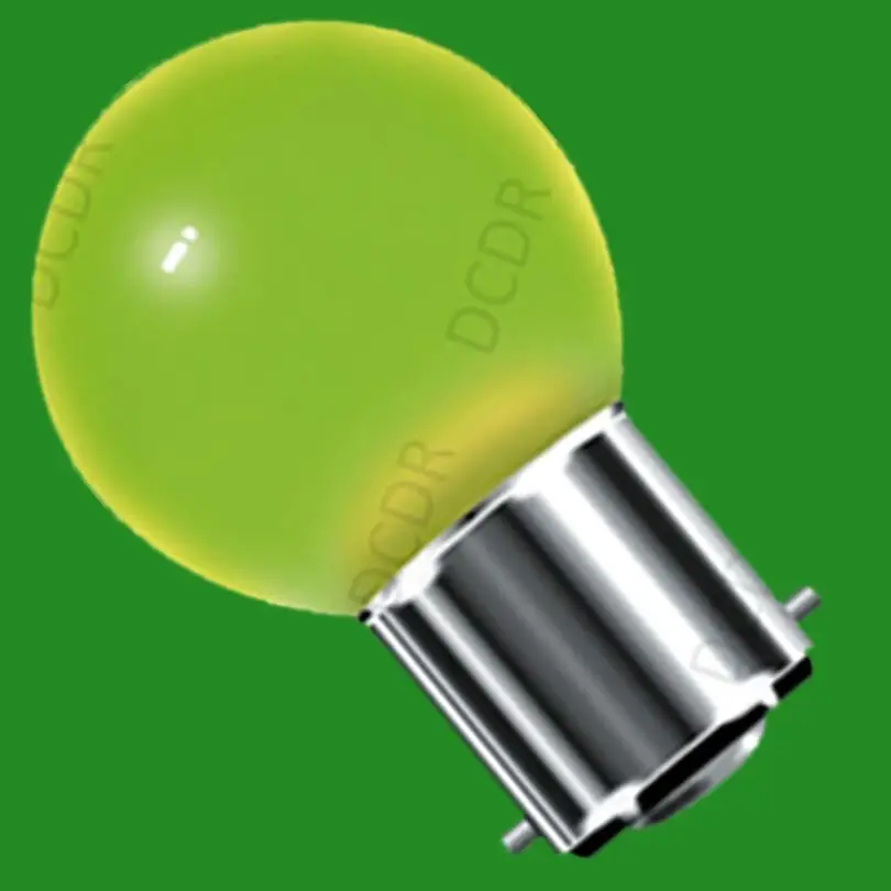 10x 25W Green Coloured Round Golf Ball Light Bulbs, Bayonet Cap, BC, B22 Lamp