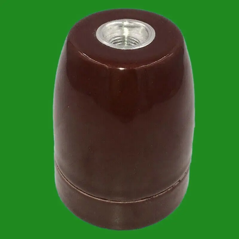 4x Brown Coloured Glazed Ceramic Edison Screw E27 Light Bulb Holder Socket M10 - image 2 | Free standard UK delivery included | Discount Quality Products