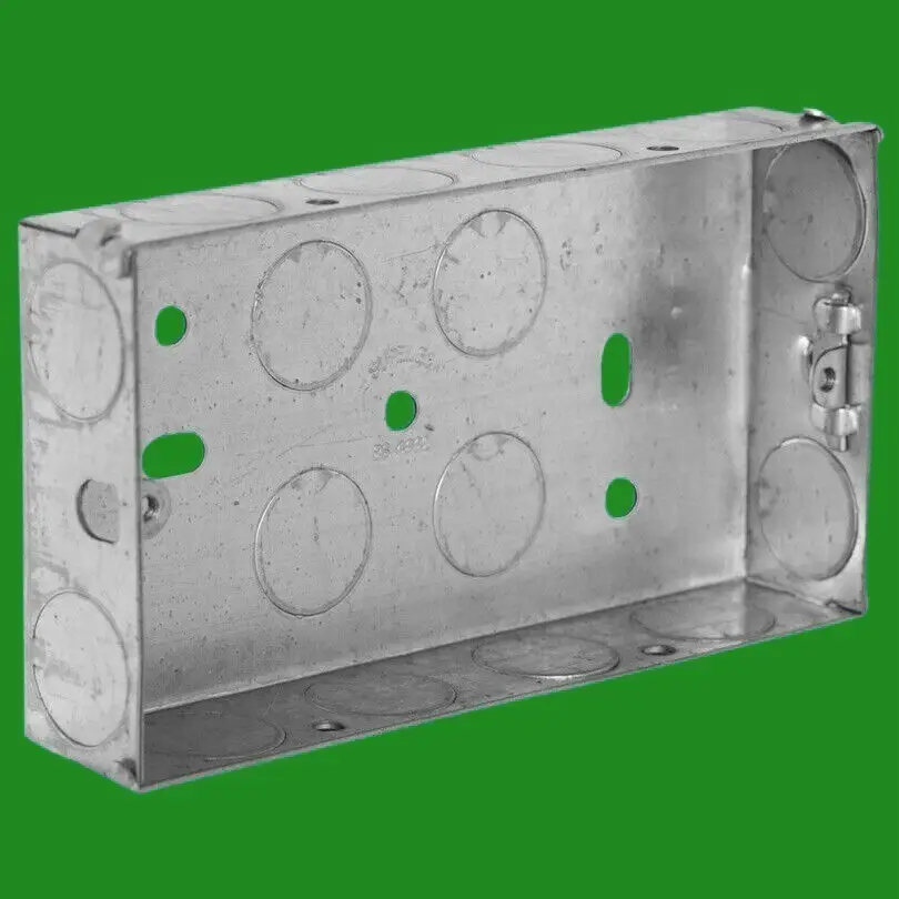 20x 25mm Deep 2 Gang Galvanised Steel Wall Recessed Socket Installation Back Box