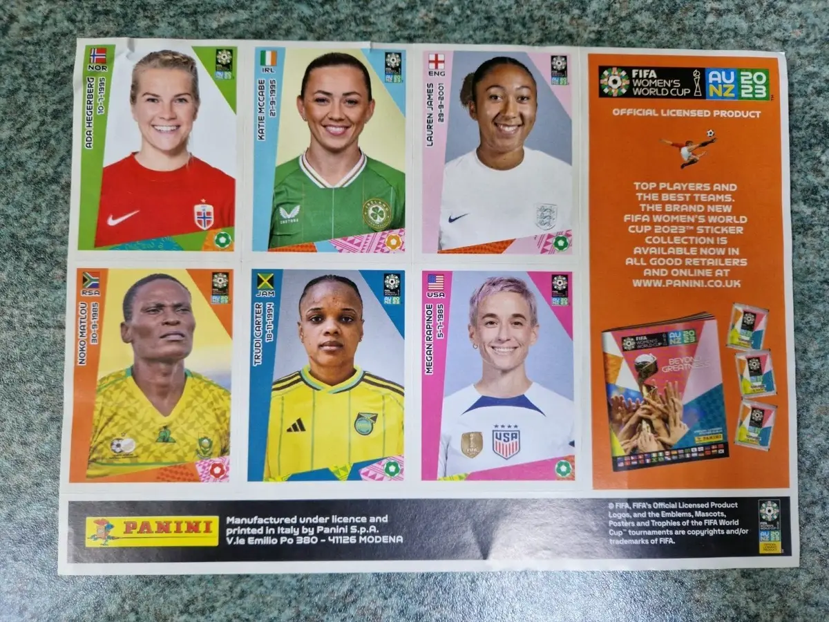 Panini Sheet of 6 Stickers, Football, Soccer, FIFA Women's World Cup 2023 AU/NZ - image 2 | Free standard UK delivery included | Discount Quality Products