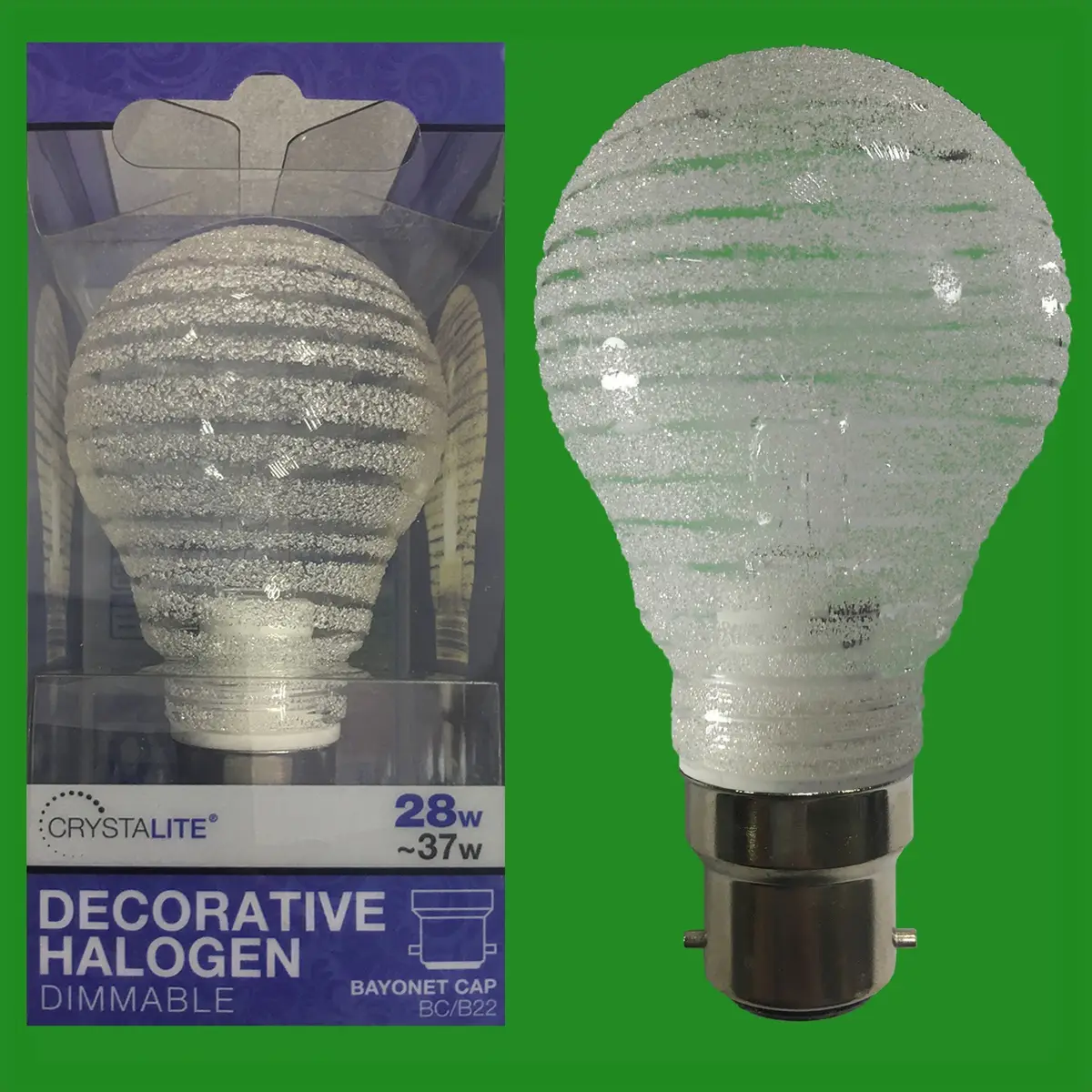 10x 28W Dimmable Halogen Decorative Horizontal Striped GLS Light Bulb BC B22