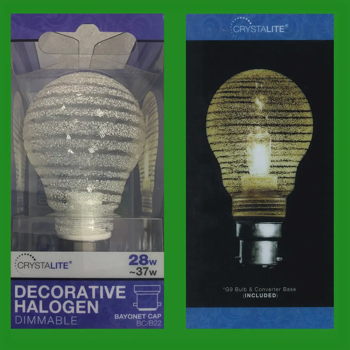 10x 28W Dimmable Halogen Decorative Horizontal Striped GLS Light Bulb BC B22 - image 2 | Free standard UK delivery included | Discount Quality Products