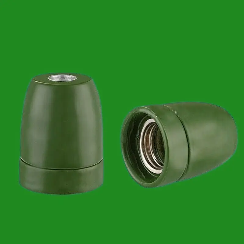 4x Green Coloured Glazed Ceramic Edison Screw E27 Light Bulb Holder Socket M10