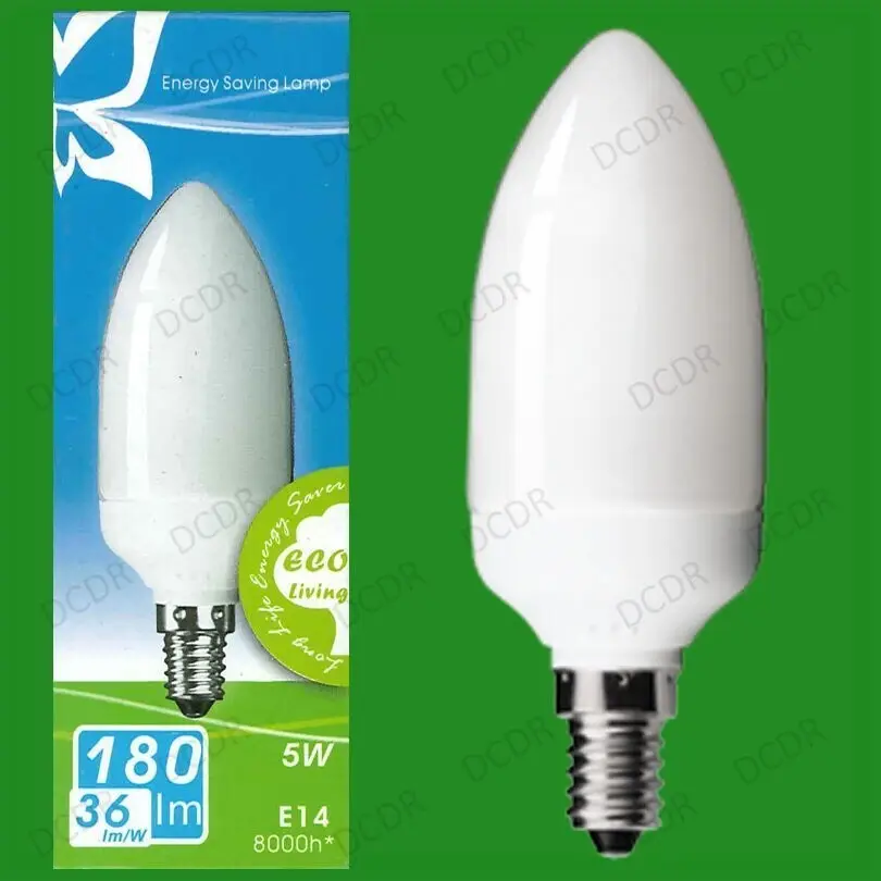 2x 5W Low Energy Power Saving CFL Candle Light Bulbs SES E14 Small Screw Lamps