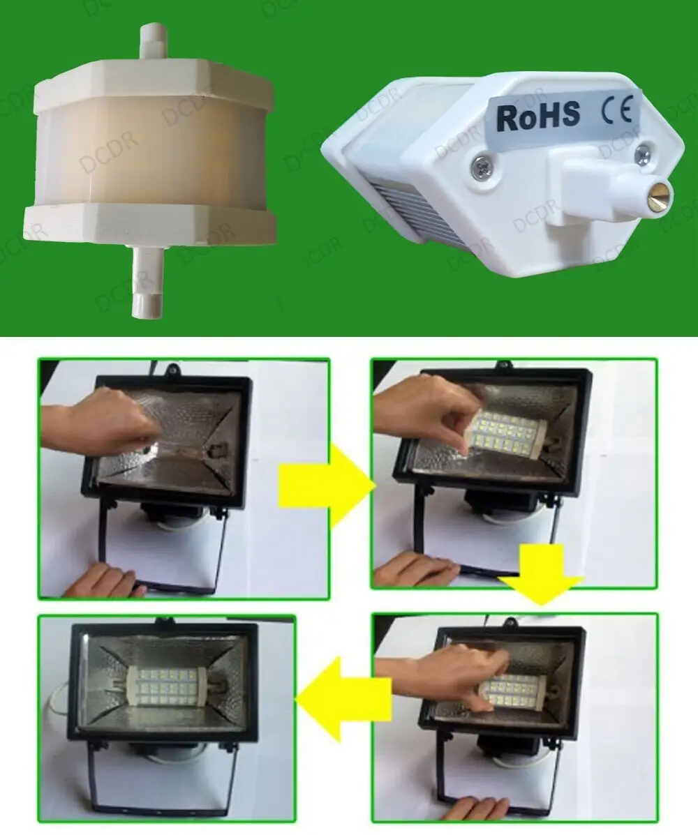 2x 4.8W R7s Retrofit LED Security Flood Light, J78 Replacement, 3000K Lamp