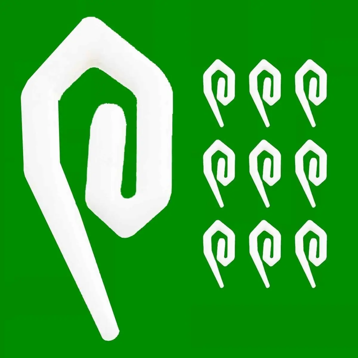 10x 28.5mm White Plastic Curtain Hooks; Ring, Loop, Header Tape, Showers, Nylon