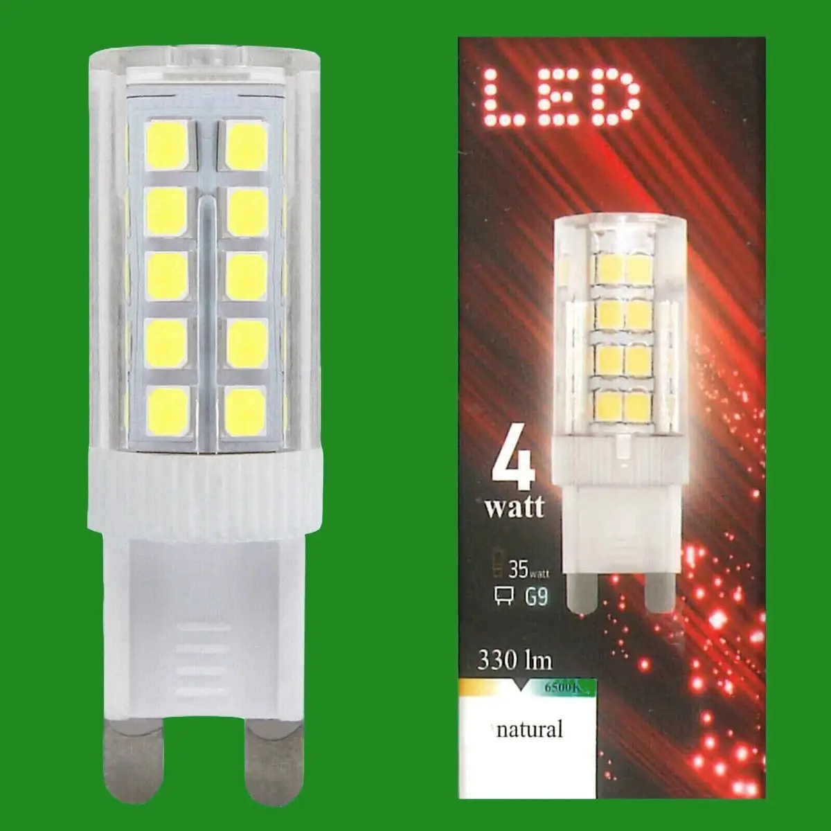 2x 4W (=35W) G9 LED Capsule Light Bulb, 6500K Daylight White, Lamp 180-260V