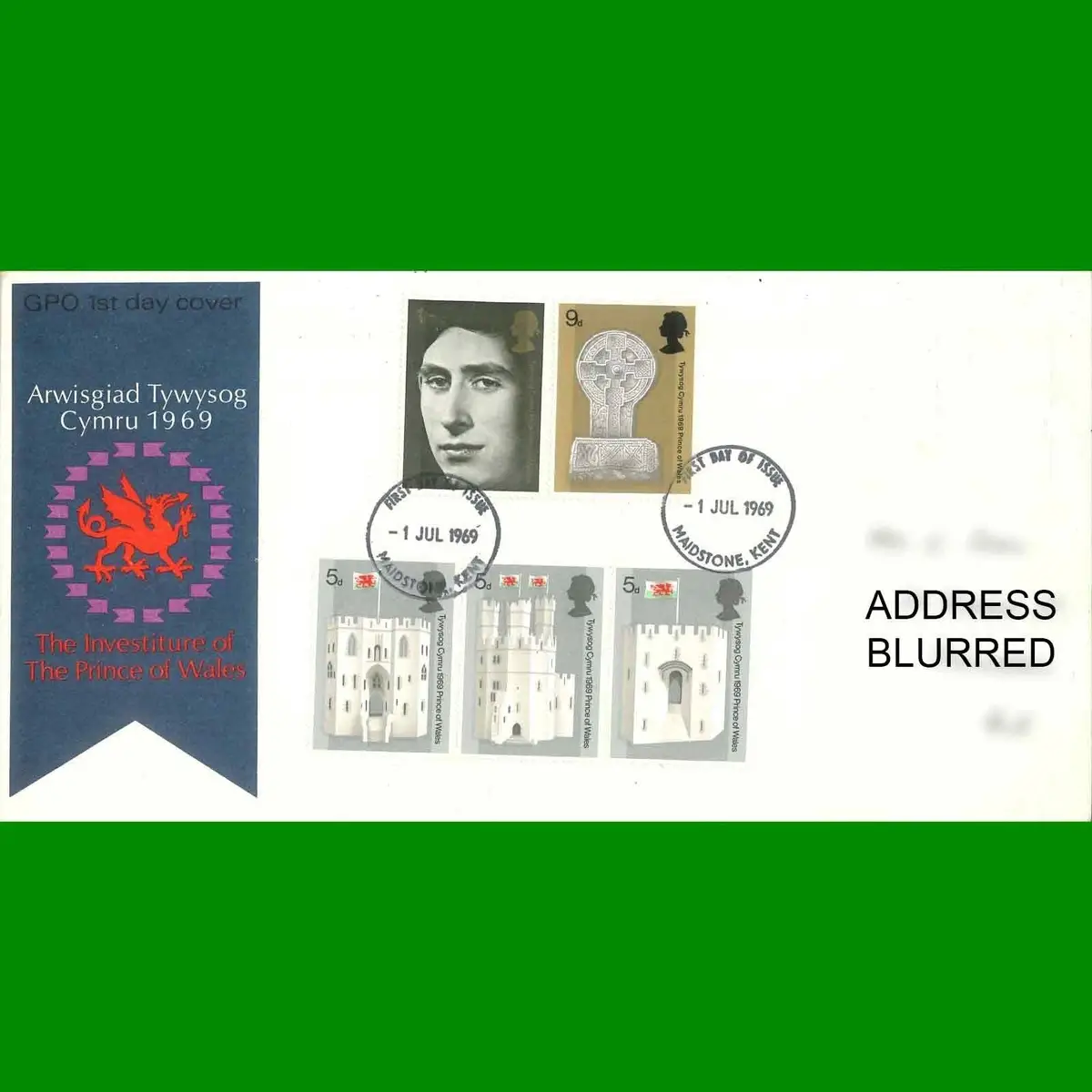 FDC Investiture of H.R.H. Charles, Prince of Wales, First Day Cover, 1.7.1969