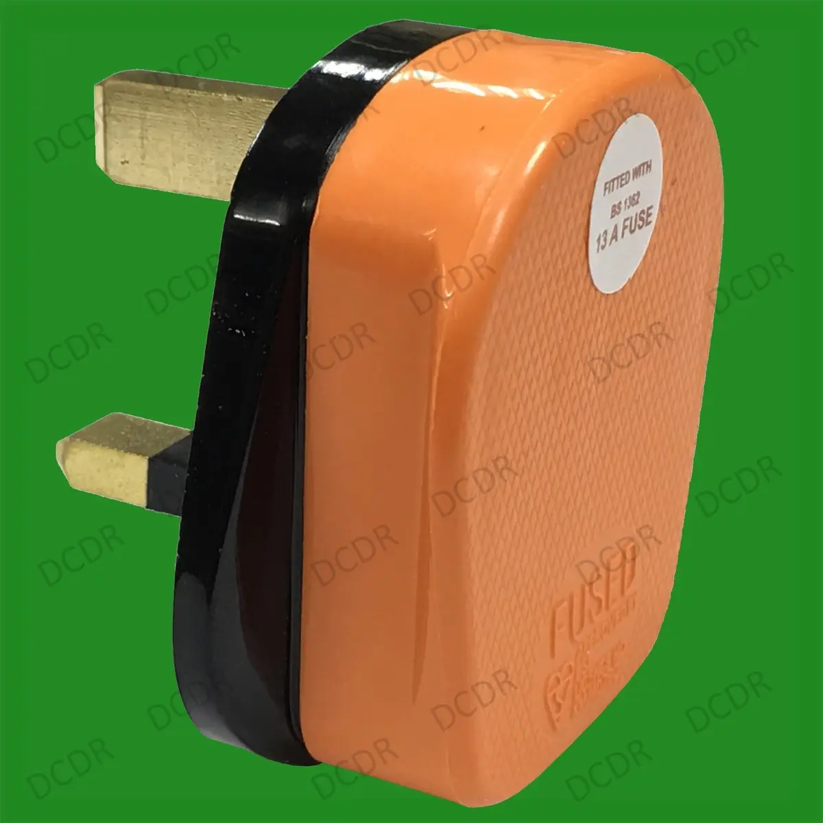 2x 13A Orange High Impact Rubber UK 3 Pin Mains Rewireable Extension Fused Plug