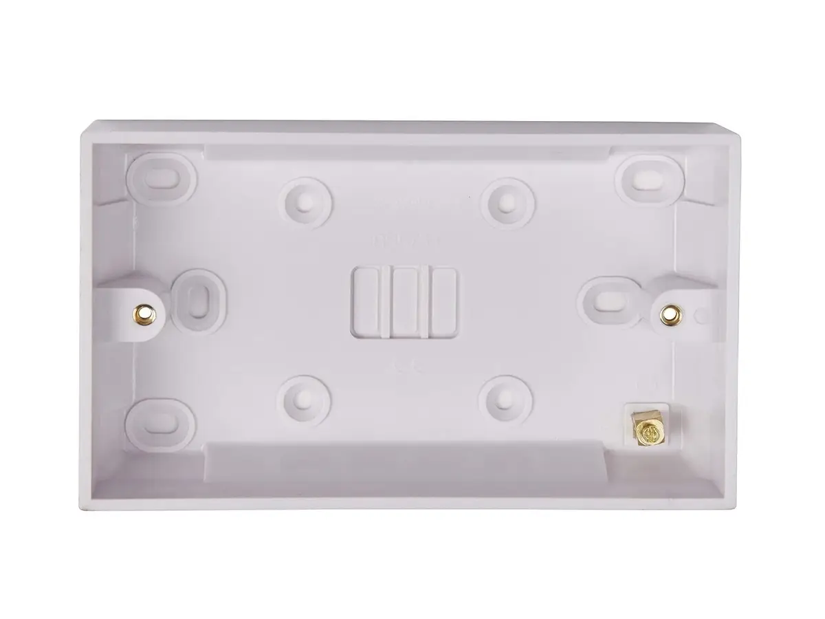 25mm Deep Square Edge 2 Gang Surface Wall Mount Socket Pattress Moulded Back Box - image 2 | Free standard UK delivery included | Discount Quality Products